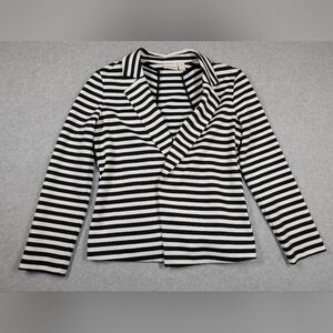 Chicos Size 1‎ Striped Black and White Women Blazer